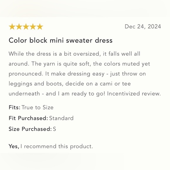 NWT Size S (P2P 23") - By Anthropologie Color Block Mini Sweater Dress - Picture 10 of 16